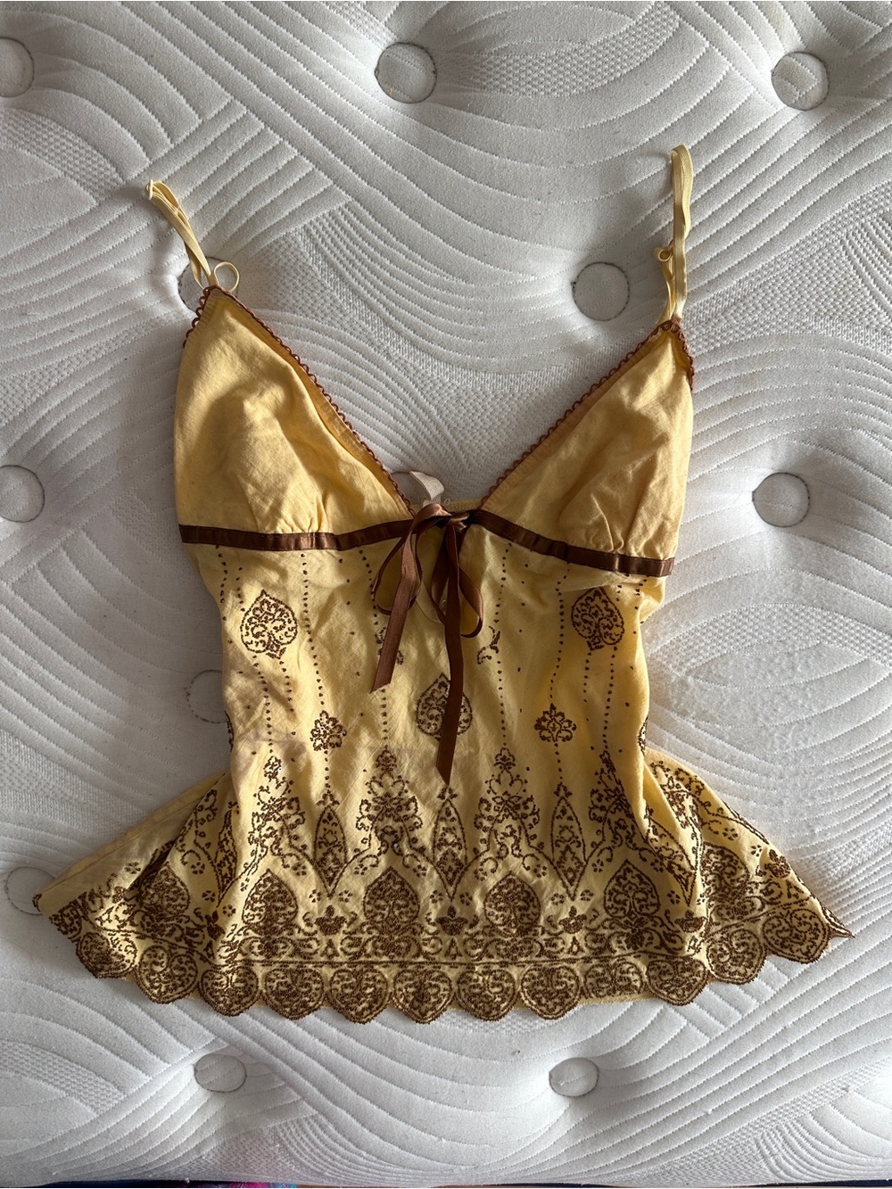 Vintage Beaded fairycore floral print cami top:Fit size:S